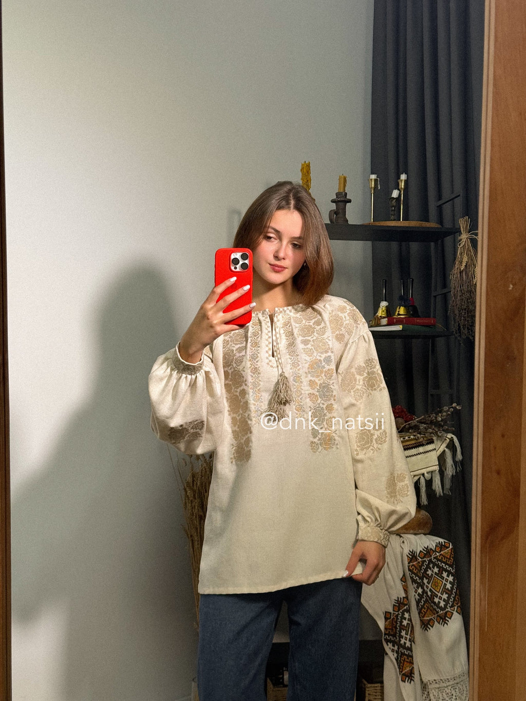 Сорочка жіноча бежева Заквітчана (4) Розмір S-М