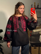 Сорочка жіноча чорна Заквітчана (5) Розмір S-М