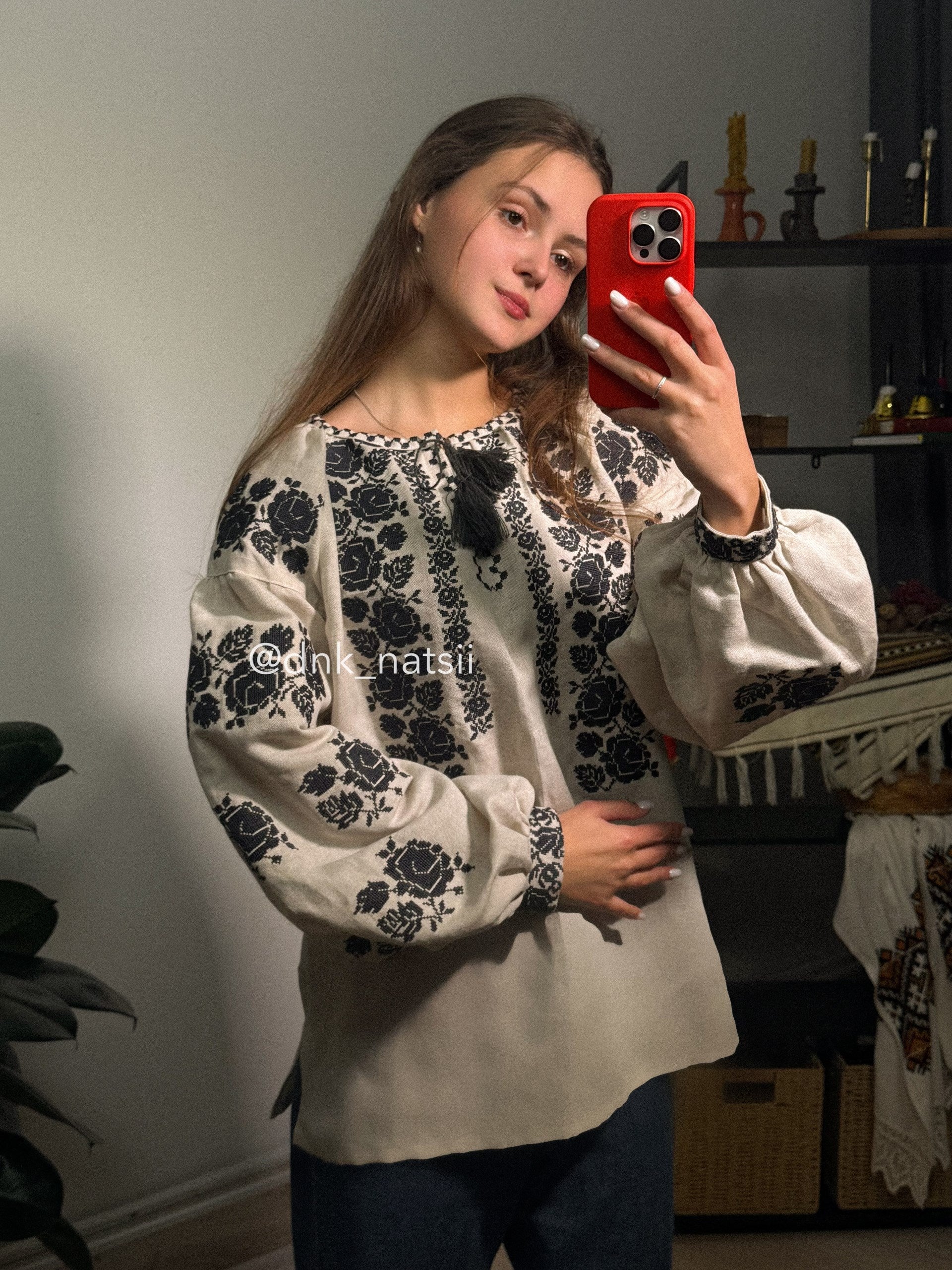 Сорочка жіноча сіра Заквітчана (1) Розмір S-М