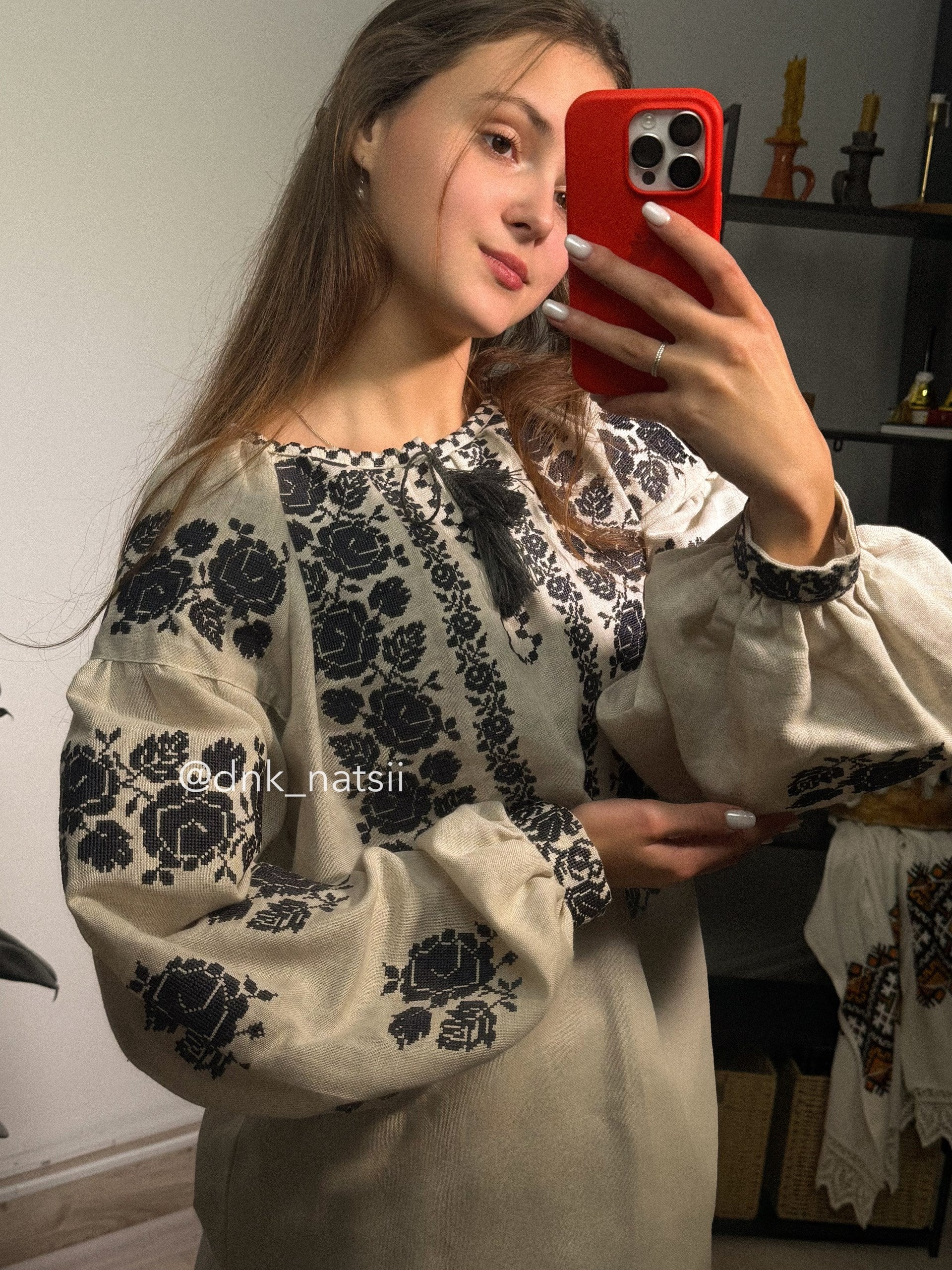 Сорочка жіноча сіра Заквітчана (1) Розмір S-М