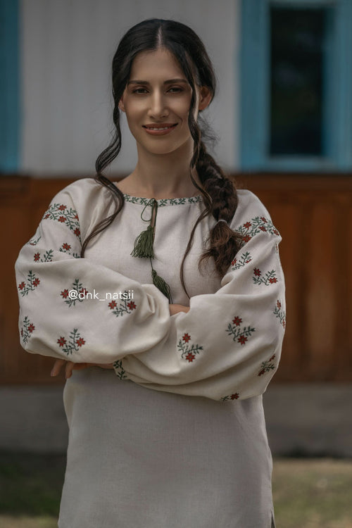 Вишиванка жіноча "Лелія (1)"(бежева) - Інтернет-Магазин вишиванок ДНК Нації
