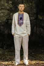 Вишиванка чоловіча "Верховинка"(молочна)