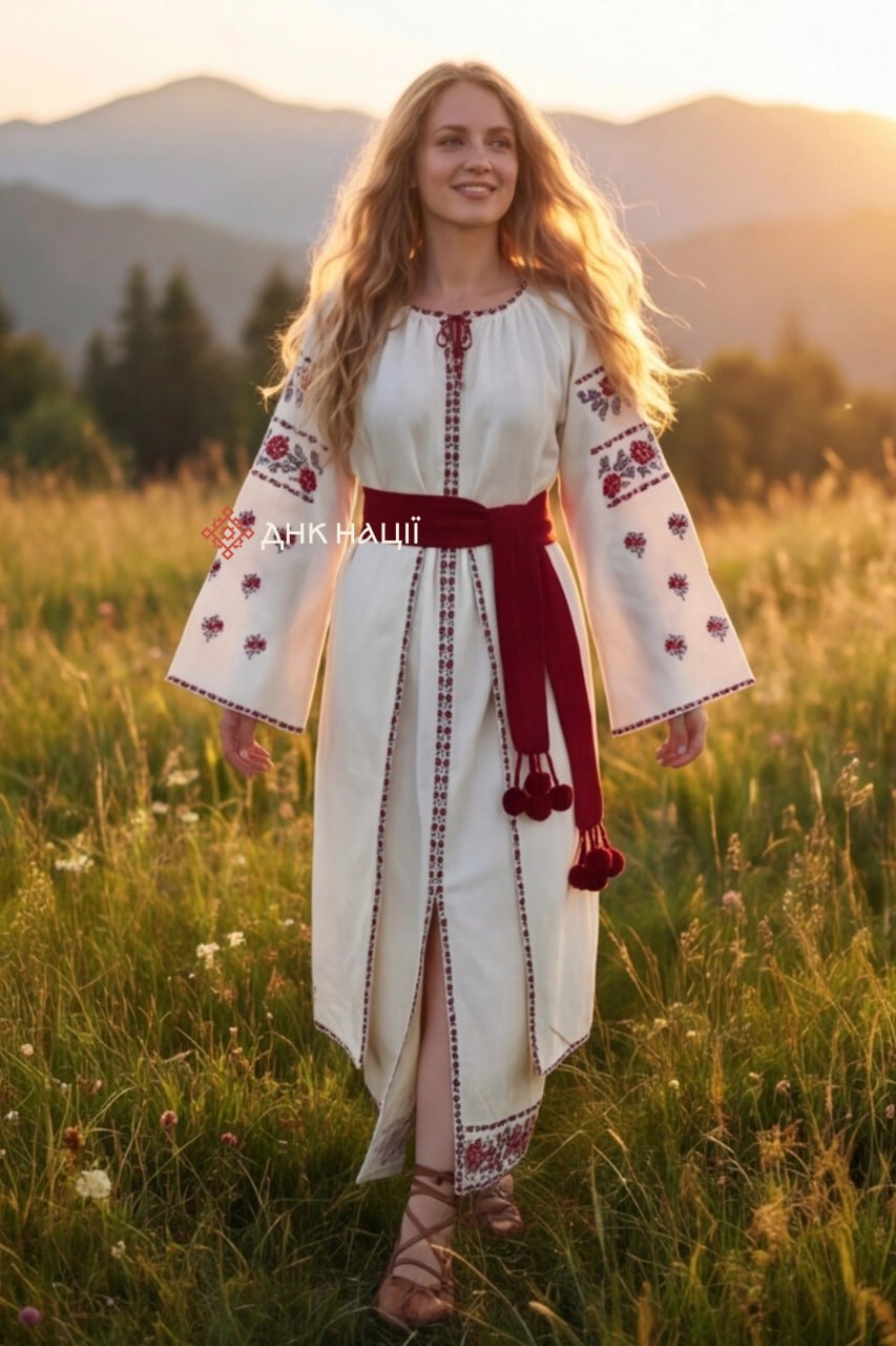 Вишита сукня "Вілія (2)"(молочна)